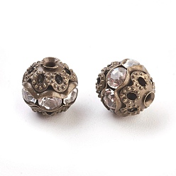 Crystal Brass Rhinestone Beads, Grade A, Nickel Free, Antique Bronze Metal Color, Round, Crystal, 8mm, Hole: 1mm
