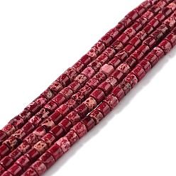Средний Фиолетово-красный Натуральные имперские нитки из бисера яшмы, окрашенные, колонка, средне фиолетовый красный, 4~4.5x4 мм, отверстие : 0.5 мм, около 100 шт / нитка, 16.14'' (41 см)