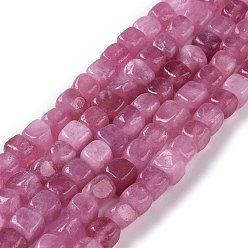Old Rose Natural Quartz Beads Strands, Dyed & Heated, Cube, Old Rose, 5~7x5~7x5~7mm, Hole: 0.8mm, about 66~71pcs/strand, 14.80~ 15.08 inchi(37.6~38.3cm)