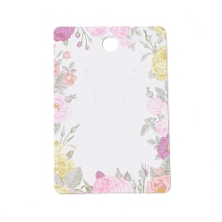Orchid Rectangle Floral Paper Jewelry Display Cards with Hanging Hole, for Earring & Necklace Display, Orchid, 9x6x0.05cm, Hole: 1mm