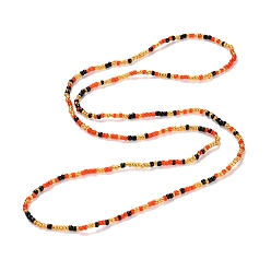Orange Waist Beads, Sparkling Glass Seed Beads Stretch Body Chain, Fashion Bikini Jewelry for Women, Orange, 31-1/2~32-1/4 inch(80~82cm)