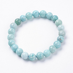 Amazonite Natural Amazonite Beads Stretch Bracelets, with Cardboard Jewelry Box Packing, 2-1/8 inch(55mm)
