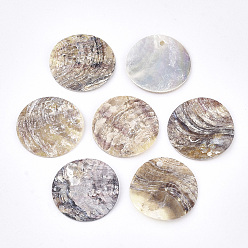 Bois Solide Pendentifs shell akoya naturel, pendentifs en nacre, plat rond, burlywood, 20x1~2mm, Trou: 1.5mm