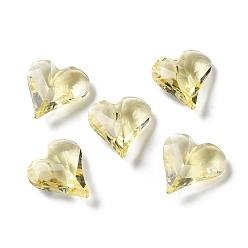 Light Yellow Glass Rhinestone Cabochons, Faceted, Heart, Pointed Back, Light Yellow, 12x12x5mm
