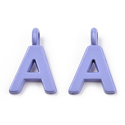 Letter A Rack Plating Spray Painted Alloy 1-Loop Link Pendants, Letter Charms, Lead Free & Nickel Free & Cadmium Free, Letter.A, 14.5x10.5x2mm, Hole: 2mm