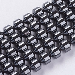Noir Perles synthétiques d'hématite, avec magnétique, noir, 6x6mm, Trou: 1mm, Environ 61 pcs/chapelet
