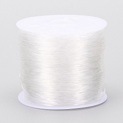 White Round Crystal Elastic Stretch Thread, for Bracelets Gemstone Jewelry Making Beading Craft, White, 0.8mm, about 52.4 yards(48m)/roll