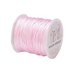 Perlas de Color Rosa Hilo de nylon, cordón de satén de cola de rata, rosa perla, 1.0 mm, aproximadamente 76.55 yardas (70 m) / rollo