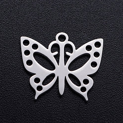 Stainless Steel Color 201 Stainless Steel Pendants, Butterfly, Stainless Steel Color, 13x16x1mm, Hole: 1.2mm