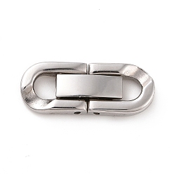 Stainless Steel Color 304 Stainless Steel Fold Over Clasps, for Bracelet Necklace Making, Stainless Steel Color, 18x6.5x3.5mm, Hole: 2.5mm