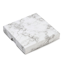Белый Дым Квадратная мраморная картонная бумажная шкатулка для драгоценностей, с губкой внутри, для упаковки колье и сережек, серый, 90x90x16 мм, внутренний диаметр: 85x85 мм