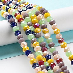 Couleur Mélangete Chapelets de perles en verre, facette, rondelle, couleur mixte, 8x6mm, Trou: 1mm, Environ 65~68 pcs/chapelet, 15.7~16.1 pouce (40~41 cm)