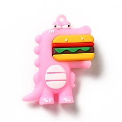 Pink Динозавр с подвесками из пвх в форме гамбургера, розовые, 52x42x16.5 мм, отверстие : 3 мм