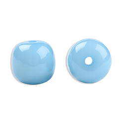 Azul Cielo Perlas de resina opacos, barril, luz azul cielo, 12x11 mm, agujero: 1.6~1.8 mm