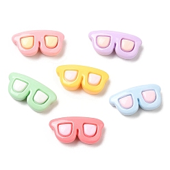 Glasses Cartoon Opaque Reisn Cabochons, for Jewelry Making, Mixed Color, Glasses, 7.5x15.5x5mm