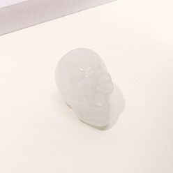 Cristal de Quartz Décorations d'affichage de figurine de crâne de cristal de quartz naturel, ornements en pierre d'énergie, 40x25x27mm