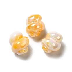 Orange UV Plating Rainbow Iridescent Acrylic Beads, Spiral Shape, Orange, 14x11.5~12mm, Hole: 1.6mm