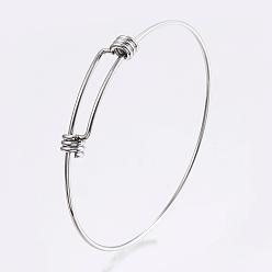 Stainless Steel Color Adjustable 304 Stainless Steel Expandable Bangle Making, Stainless Steel Color, 2-1/4 inchx2-1/2 inch(56x63mm), 1.5mm