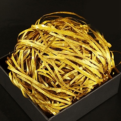 Oro Relleno de trituración de papel de corte arrugado de rafia, con polvo del brillo, para envolver regalos y llenar canastas de pascua, oro, 3 mm, 10 g / bolsa