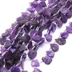 Amethyst Natural Amethyst Beads Strands, Teardrop, 12~20x5~15x3~7mm, Hole: 0.8mm, about 24pcs/strand, 15.04''(38.2cm)