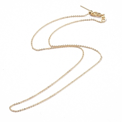Golden Brass Cable Chain Necklaces, Long-Lasting Plated, with Lobster Claw Clasps and Stopper Beads, Golden, 17.71 inch(45cm), 0.5mm