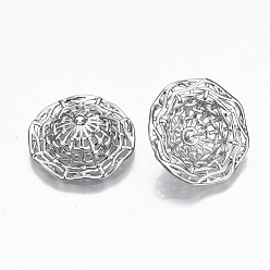 Plaqué Platine Véritable Pendentifs creux en laiton, pour perle à moitié percée, sans nickel, forme de chapeau, Platine plaqué, 19x19x8.5mm, Trou: 1.2mm