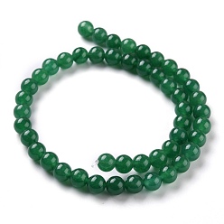 Green Natural White Jade Beads, Round, Dyed, Green, 8mm, Hole: 1mm, about 49pcs/strand, 15.16 inch(38.5cm)