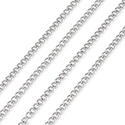 Stainless Steel Color 304 Stainless Steel Curb Chains, for DIY Jewelry Making, with Spool, Soldered, Stainless Steel Color, 2.4x1.9x0.5mm, about 32.8 Feet(10m)/roll