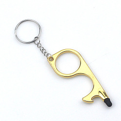 Champagne Yellow Alloy Bottle Openers, with Keychain, Multi-Function Beer Bottle Can Opener, Champagne Yellow, 80mm