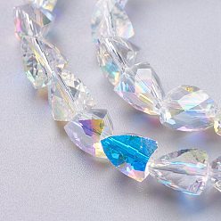 Clair AB Verre imitation perles de cristal autrichien, triangle facettes, clair ab, 6x6x7.5mm, Trou: 1mm