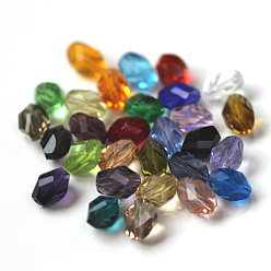 Color mezclado Imitación perlas de cristal austriaco, aaa grado, facetados, bicono, color mezclado, 6x8 mm, agujero: 0.7~0.9 mm
