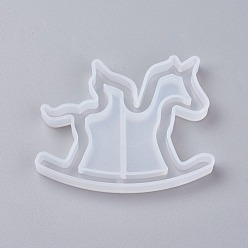 White Shaker Mold, DIY Quicksand Jewelry Silicone Molds, Resin Casting Molds, For UV Resin, Epoxy Resin Jewelry Making, Rocking Horse, White, 50x64x8mm, Inner Size: 33x62mm