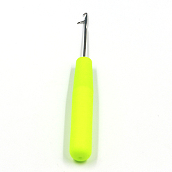 Jaune Vert Crochet de verrouillage en acier inoxydable, Outil d'aiguille à crochet avec poignée en plastique pour la fabrication de tapis et l'artisanat d'art, jaune vert, 16x1.8 cm, tête: 4.3 mm