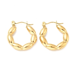 Golden Ion Plating(IP) 304 Stainless Steel Oval Wrap Hoop Earrings for Women, Golden, 22x20x4mm, Pin: 0.7mm