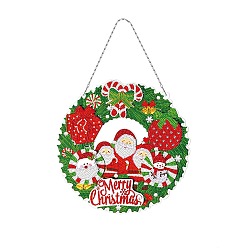 Strawberry Christmas Theme DIY Diamond Painting Wreath Pendant Decoration Kits, including Resin Rhinestones, Diamond Sticky Pen, Tray Plate and Glue Clay, Strawberry, 280mm