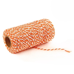 Orange Foncé 100m macramé 2-fil tressé en coton, avec bobine, ronde, orange foncé, 2mm, environ 109.36 yards (100m)/rouleau