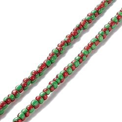 Coloré Brins de perles à chalumeau manuels, 2 ton, colonne, colorées, 4~5.5x2~4mm, Trou: 0.8mm, Environ 130 pcs/chapelet, 14.96~15.75 pouce (38~40 cm)