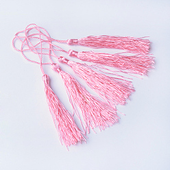 Pink Décorations polyester pompon, décorations pendantes, rose, 130x6 mm, gland: 70~90 mm