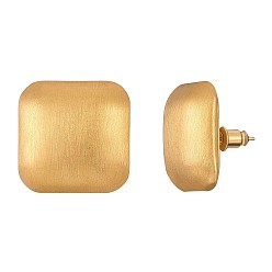 Golden Alloy Square Stud Earrings for Women, Golden, 22x22mm, Pin: 0.7mm