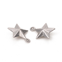 Stainless Steel Color 304 Stainless Steel Charms, Star, Stainless Steel Color, 15x12.5x4mm, Hole: 1mm