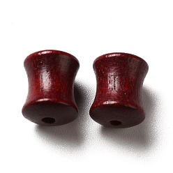 Rojo Oscuro Cuentas de ebony wood naturales, teñido, cuentas de bambú, de color rojo oscuro, 10~11x7.5~8 mm, agujero: 1.6~1.8 mm, Sobre 1400 unidades / 500 g
