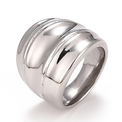 Stainless Steel Color 304 Stainless Steel Textured Chunky Ring for Men Women, Stainless Steel Color, US Size 6 1/4(16.7mm)~US Size 10(19.8mm)