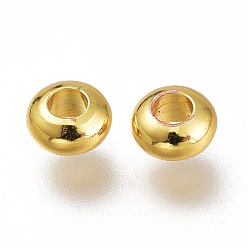 Golden Brass Spacer Beads, Long-Lasting Plated, Disc, Golden, 3.2x1.6mm, Hole: 1.4mm