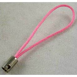 Pink Mobile Phone Strap, Colorful DIY Cell Phone Straps, Nylon Cord Loop with Alloy Ends, Pink, 50~60mm