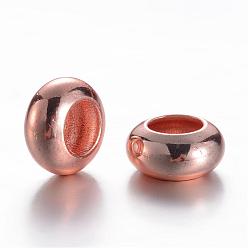 Or Rose Laiton perles d'entretoise, rondelle, or rose, 8x4mm, Trou: 4mm