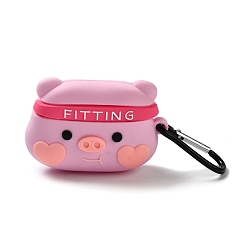 Pink Étui de transport en silicone pour écouteurs sans fil, pochette de rangement pour écouteurs cochon, rose, 50x75mm