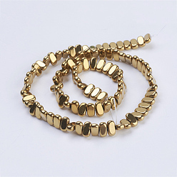 Golden Plated Electroplate Non-magnetic Synthetic Hematite Beads Strands, Rectangle, Golden Plated, 4x2x2mm, Hole: 1mm, about 207pcs/strand, 15.5 inch(39.5cm)