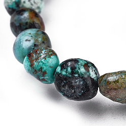 Turquoise Naturelle Bracelets extensibles en perles naturelles turquoise, pierre tombée, nuggets, diamètre intérieur: 2~2-1/4 pouce (5.2~5.6 cm)