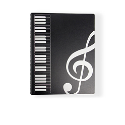 Negro Carpeta de plástico para partituras de piano, titular de la música carpeta, organizador de partituras, Rectángulo, negro, 500x315 mm, diámetro interior: 450x302 mm, 40 hojas/libro