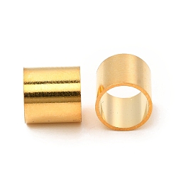 Chapado en Oro Real de 24K 304 bolas de acero inoxidable, abalorios de grande agujero, columna, real 24 k chapado en oro, 8x8 mm, agujero: 7 mm